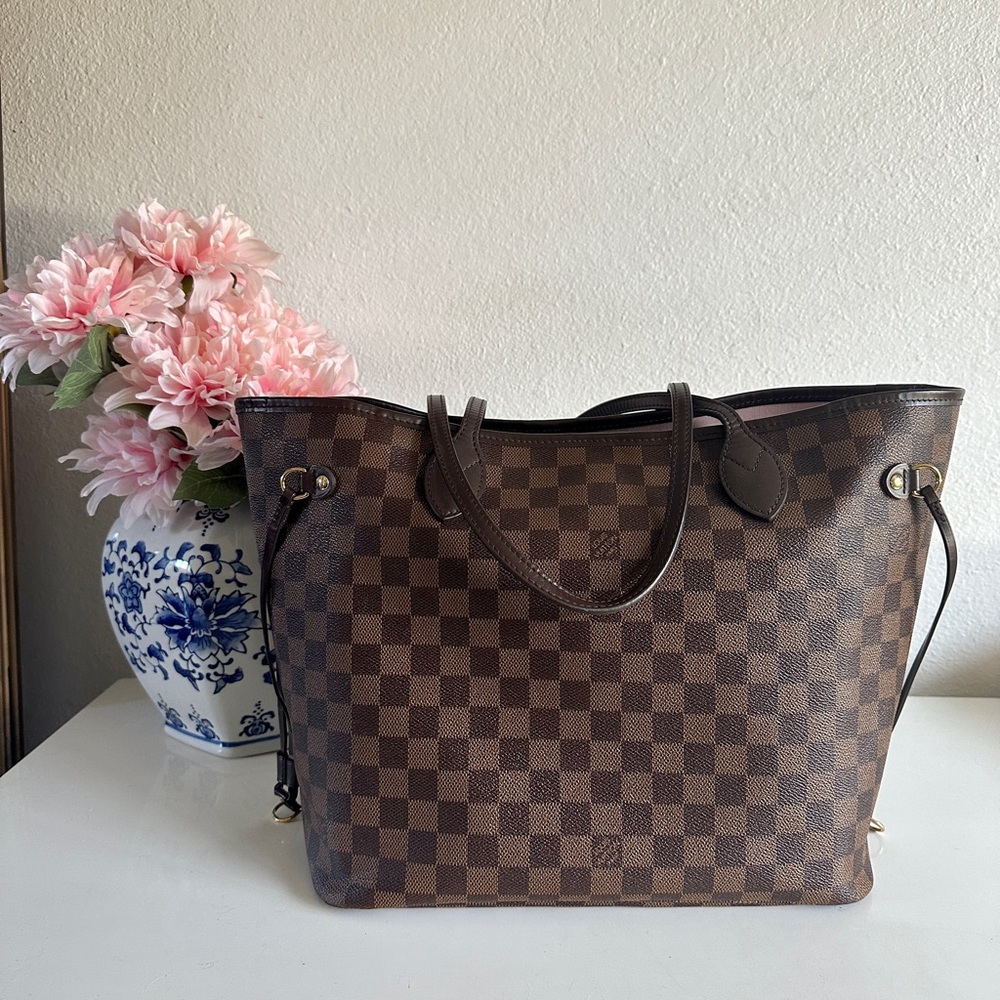 Louis Vuitton MM neverfull Damier Ebene with pink interior